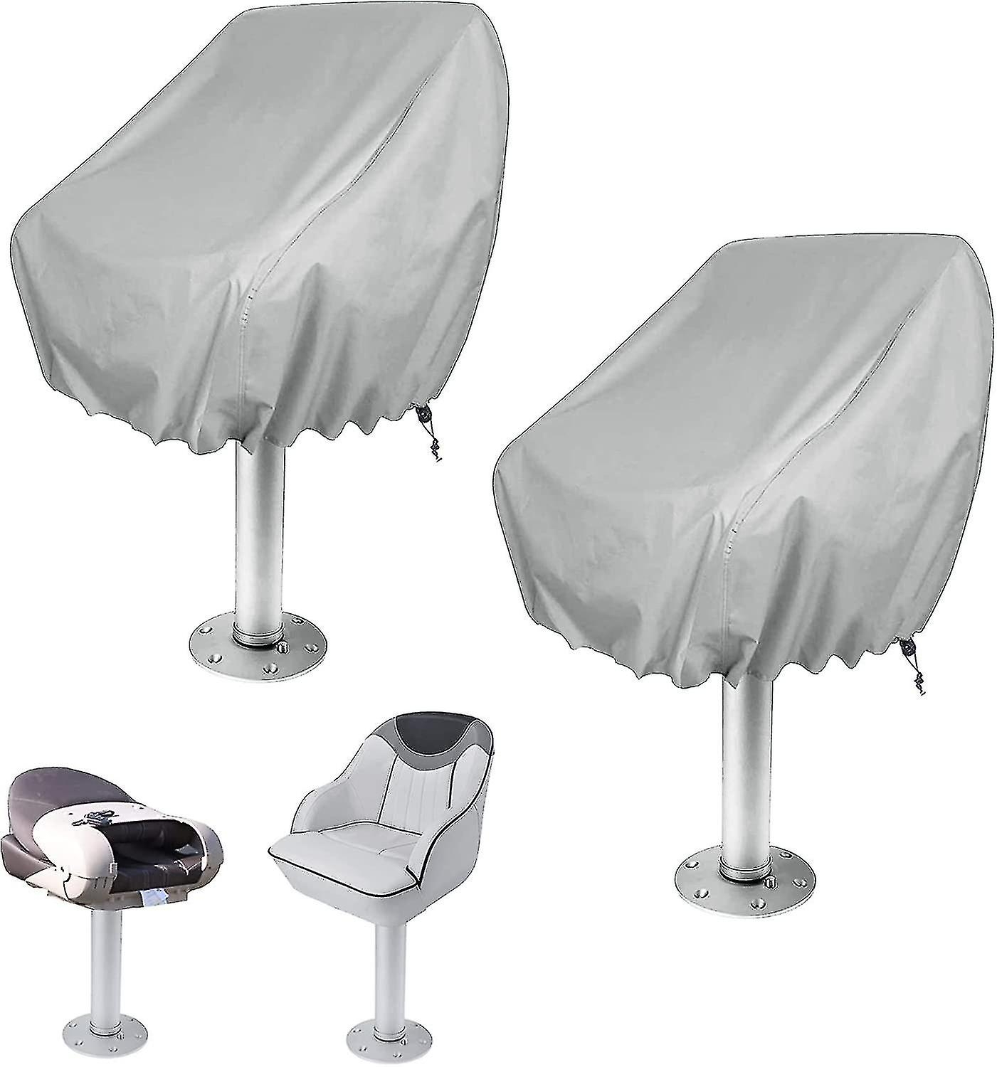 2-Pack Protector, Outdoor Waterproof Pedestal Pontoon Captain Boat Bench Chair Cover, Oxford Fabric Rudder Chair Cover - Perfect - Image 1