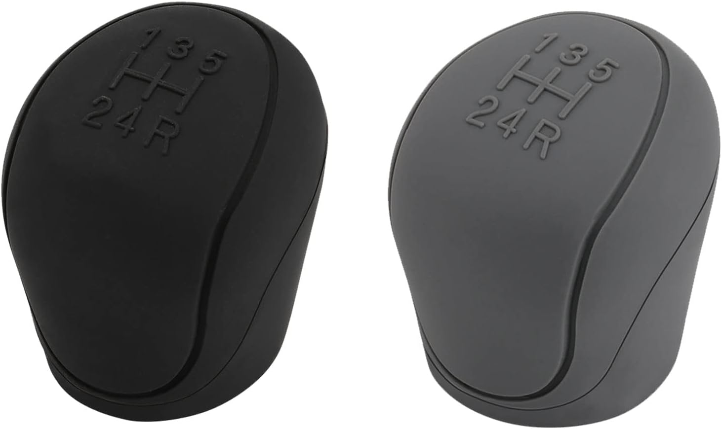 Ocean 2 x 6-Speed Car Silicone Gear Shift Knob Covers (Black and Grey) - Image 1
