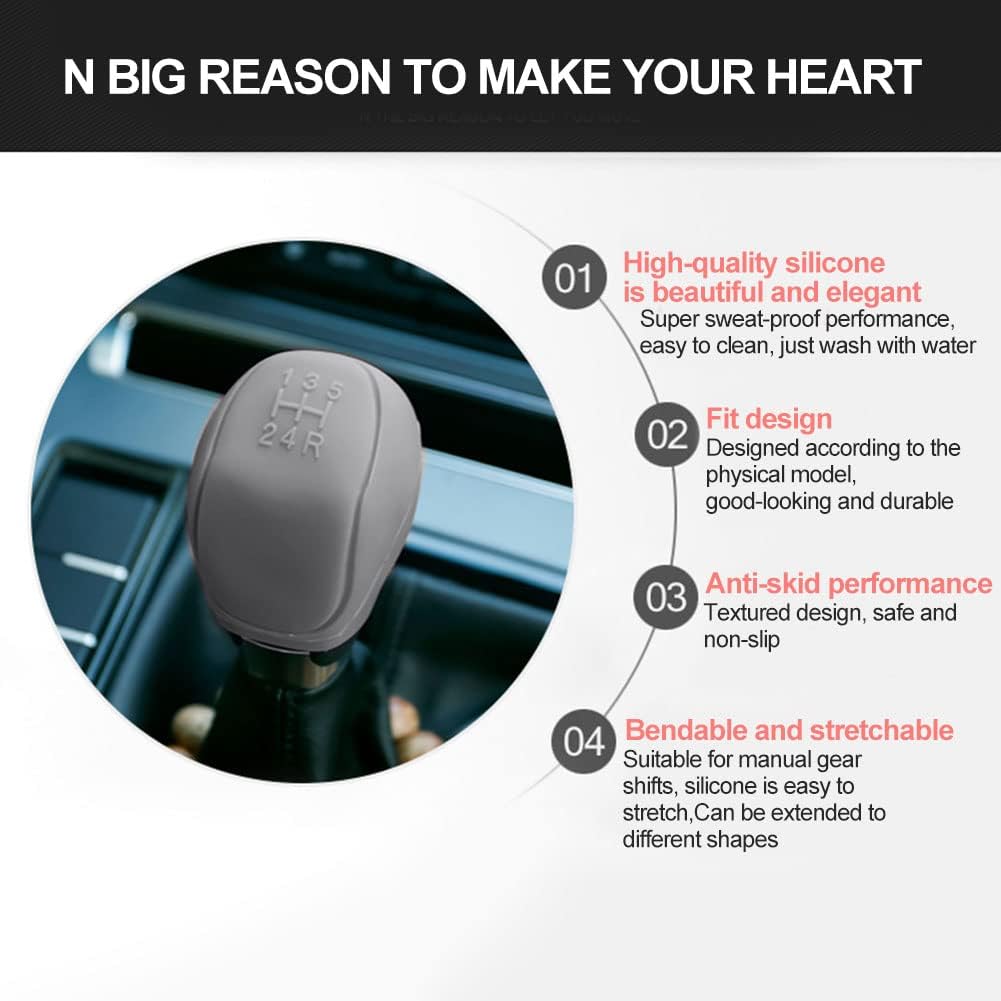 Ocean 2 x 6-Speed Car Silicone Gear Shift Knob Covers (Black and Grey) - Image 5