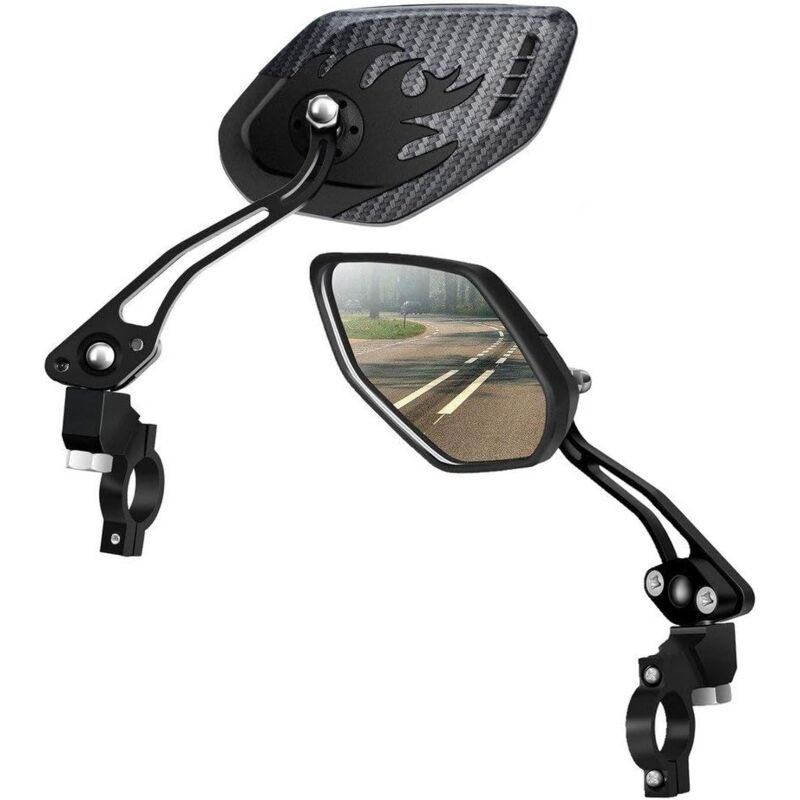 Bicycle Mirrors, [Upgraded Version] Two pcs HD Safety Glass Adjustable Rearview Mirrors for Mountain Bike, Adjustable Glass Rearview Mirror - Image 1