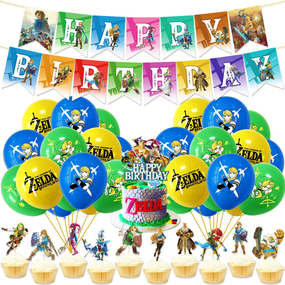 The Legend of Zelda Party Decorations: Complete set for a Hyrule-themed birthday party! Package 1 18Pcs Balloons Set Package 1 18Pcs Balloons Set - Image 1