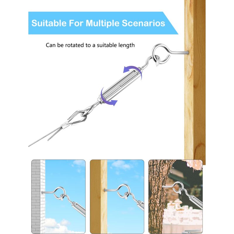 30M/2mm Stainless Steel Wire Kit with M5 Tensioner for Plants, Clothesline, Railings - Image 3