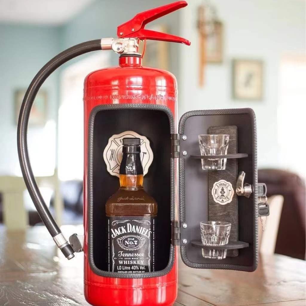 Fire Extinguisher Minibar Wine Cabinet Perfect Gift for Men red B - Image 3