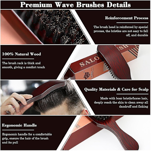 Hairbrush, 100% Boar Bristle, Soft Natural Boar Bristle for Women, Men and Kids, Daily Use, 360 Wave Brush for All Purposes - Image 3
