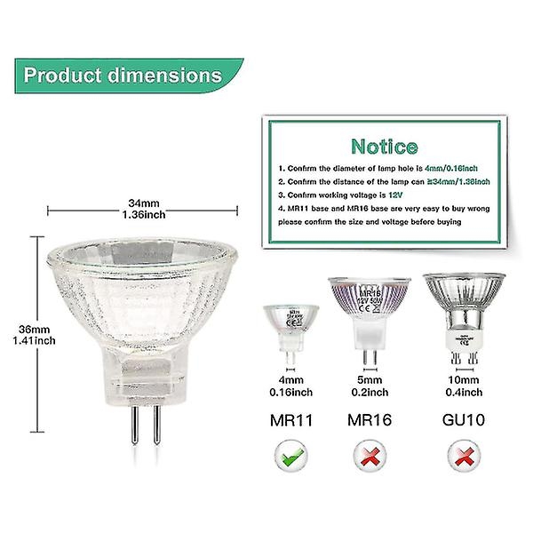 MR11 Halogen Bulbs (12-pack), GU4 Halogen Bulbs 12V 20W, MR11 GU4 Dimmable Bulbs for Ceiling Lighting - Perfect - Image 4