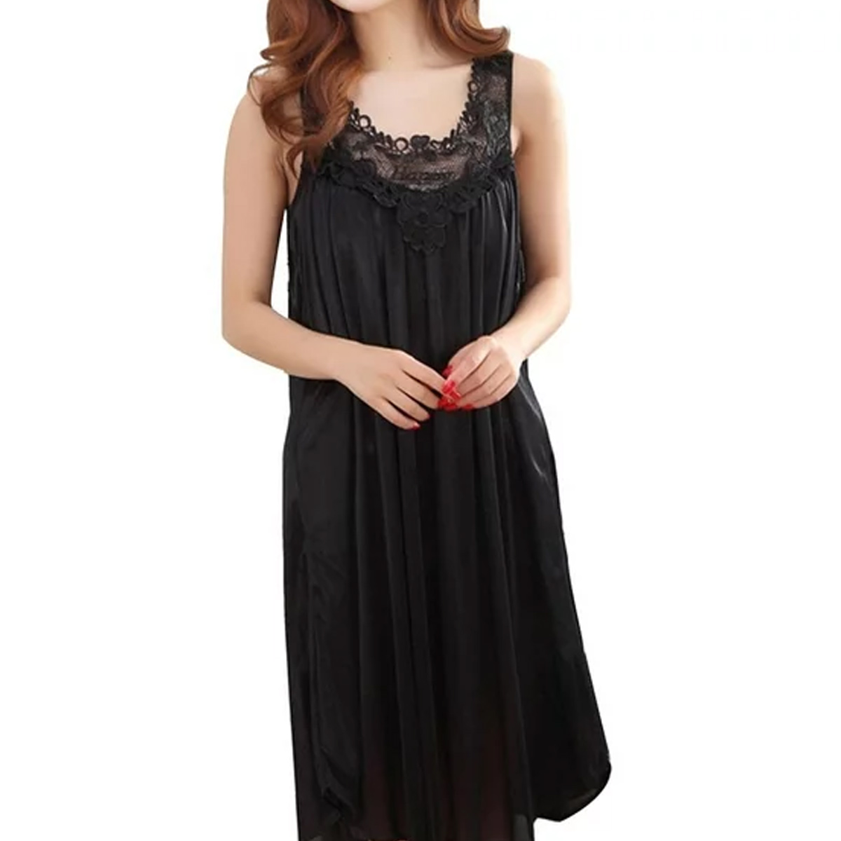 Summer Lace Patchwork Pajamas Sleepwear Women Nightgown Nightdress - Image 1