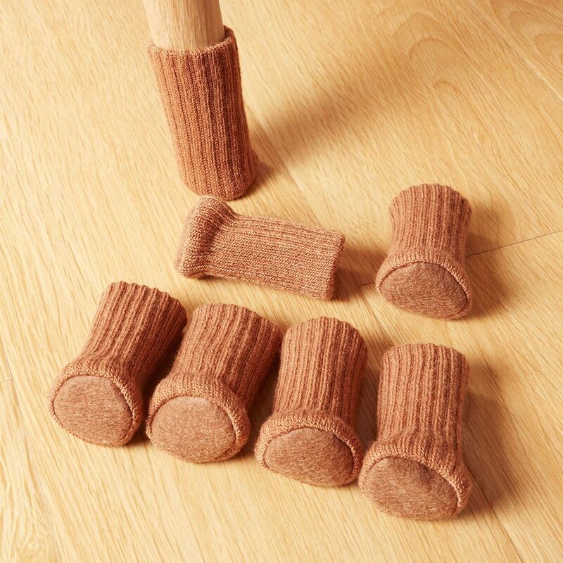 24 Pairs Non-Slip Knitted Furniture Socks for Chair Legs, Prevents Scratches and Reduces Noise, Easy to Move, Brown - Image 5
