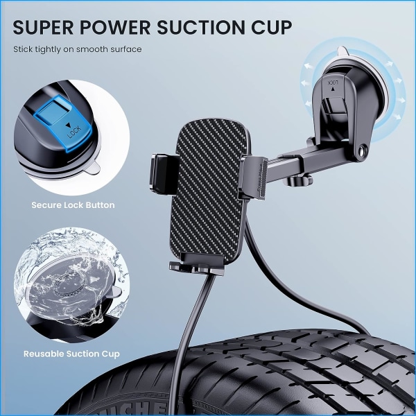 Car Phone Holder [Military Suction] Car Phone Holder 360° Suction Cup Fixed Car Phone Dashboard Portable Car Holder Universal Car GPS_max - Image 3