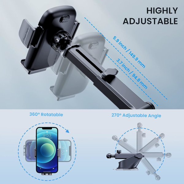 Car Phone Holder [Military Suction] Car Phone Holder 360° Suction Cup Fixed Car Phone Dashboard Portable Car Holder Universal Car GPS_max - Image 4