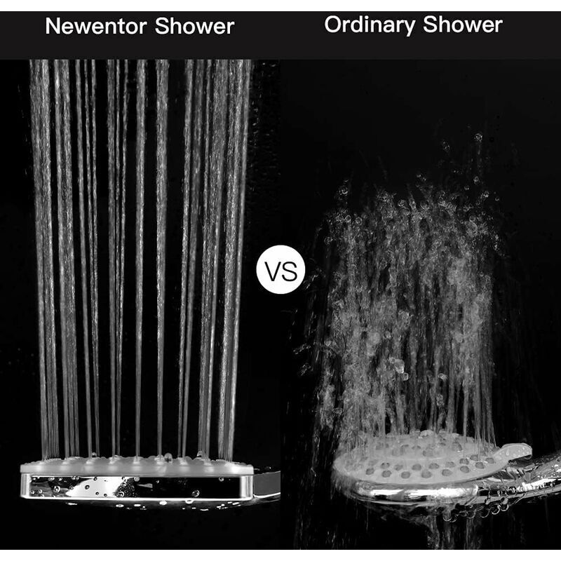 Shower Head, Large Square Shower Head with One-Hand Control, High Pressure Shower Head with 6 Shower Modes, Chrome, from DEBUNS - Image 5