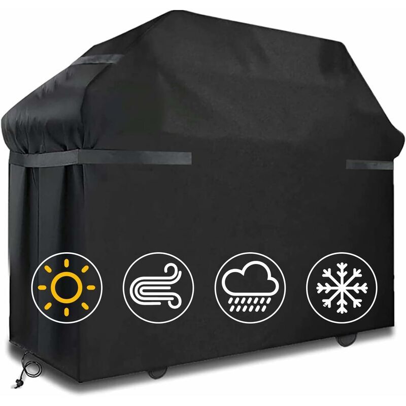 Grill Cover Waterproof Protection Windproof, tear-proof cover with straps and storage bag (145x61x117cm) - Image 1