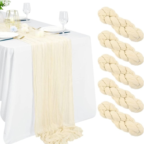 1st Cheesecloth Table Runner Loose-woven Table Runner LIGHT GREEN Light Green - Image 6