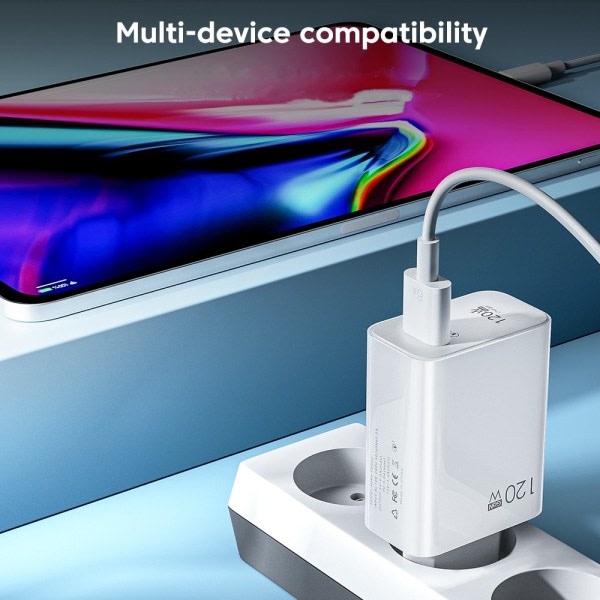 120W USB Charger Fast Charging QC3.0 USB C Cable Type C Cable Mobile Phone Charger for Huawei Samsung Xiaomi Fast Charging EU-White-10A - Image 5