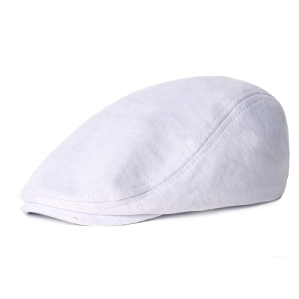 Cotton Cap for Men and Women - Soft Casual Beret, Solid Color Unisex - White, One Size - Image 1