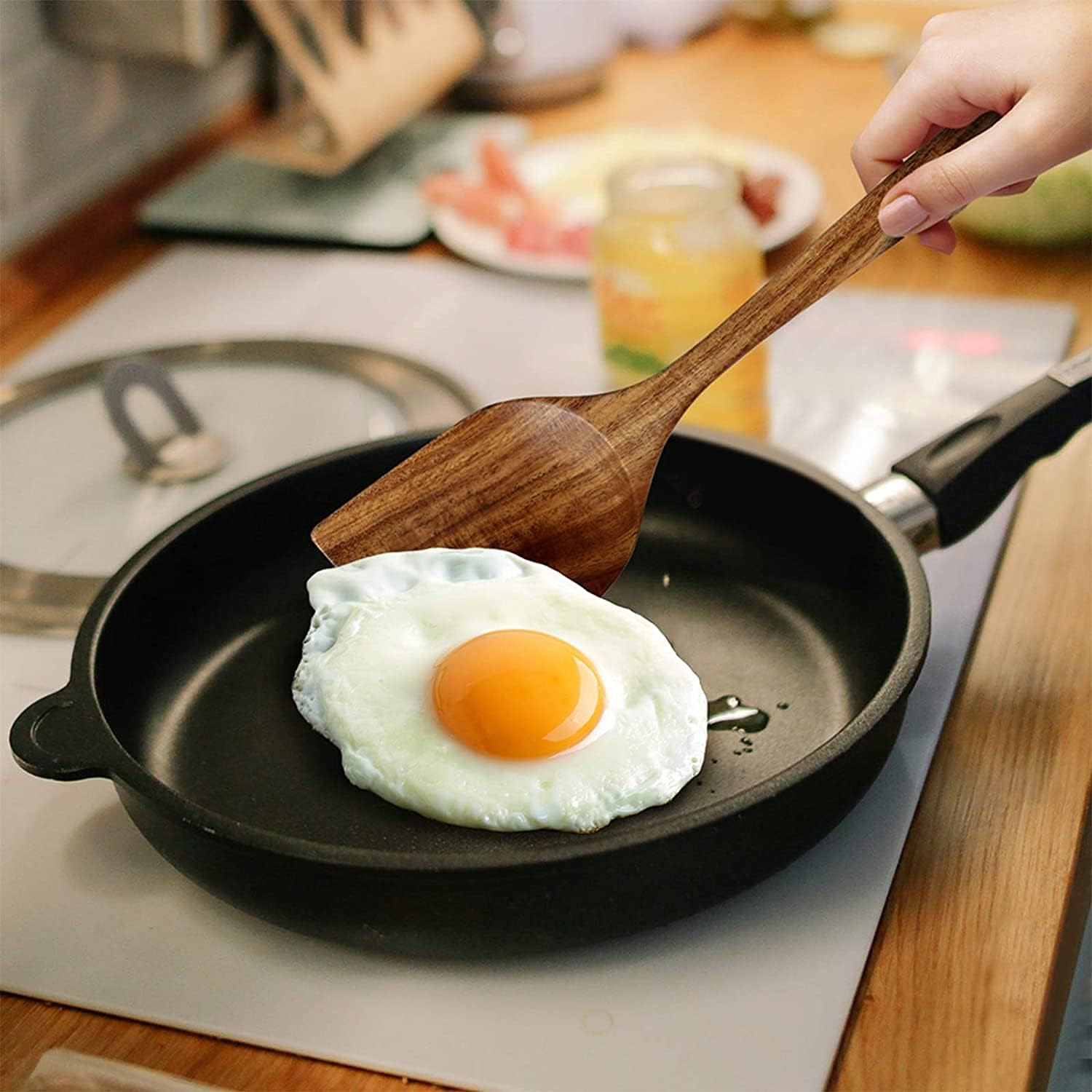 Set of 2 wooden spatulas 30 cm spatulas cooking utensils made - Image 4
