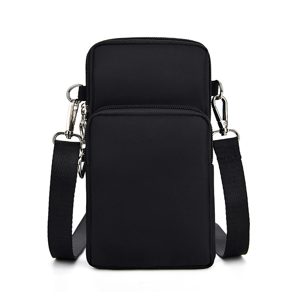 Mobile Phone Bag with Shoulder Strap in Durable Nylon and Polyester - Black - Image 1