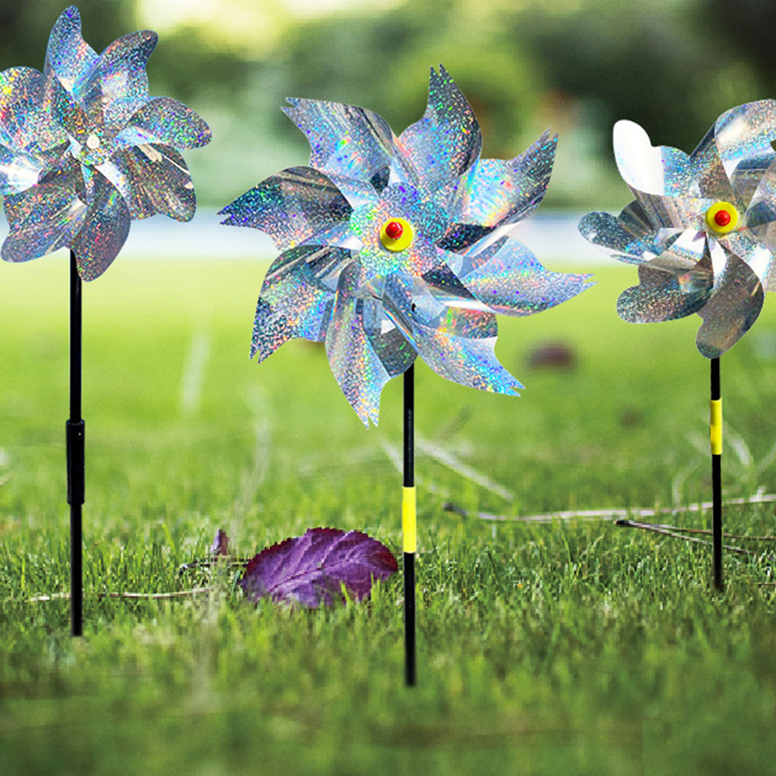 INF Reflective Scarecrow Wind Spinner Silver 2-pack - Image 3
