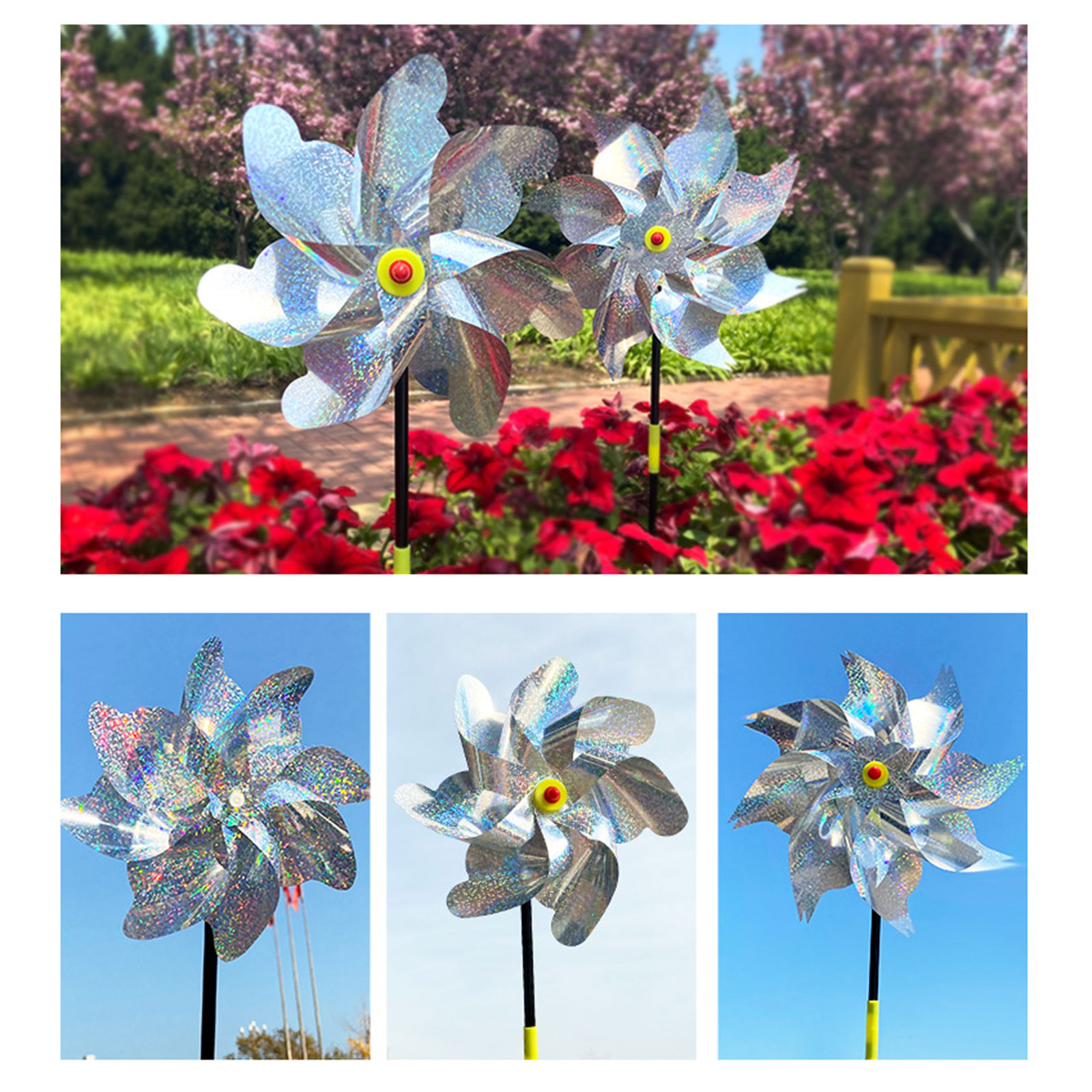 INF Reflective Scarecrow Wind Spinner Silver 2-pack - Image 4
