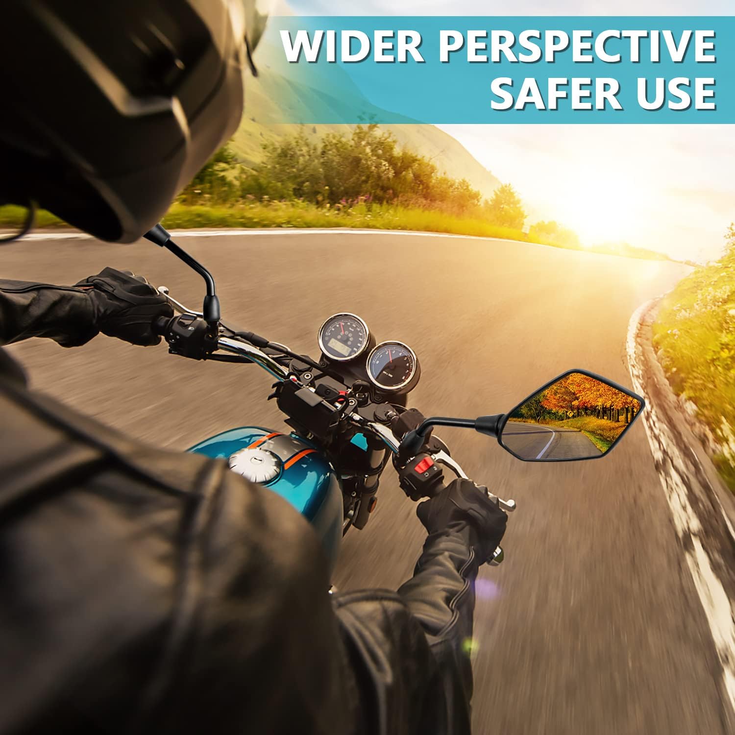 Motorcycle mirror, pair of universal rearview mirrors, suitable - Image 2