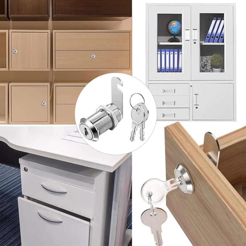 16mm Cylinder Security Lock for Mailbox with 5 Different Lock Plates and 2 Keys, Cabinet Lock, Cupboard, Toolbox, File Cabinet - Image 5