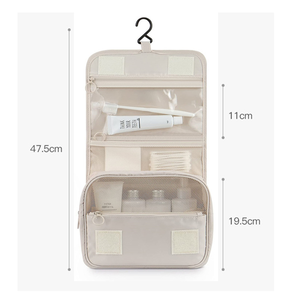 Hanging Toiletry Bag for Women Travel Toiletry Bags with Hook Beige - Image 3