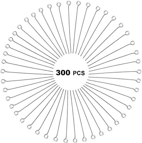 300pcs 4cm 304 Stainless Steel Open Eye Pins Head Pins for Jewelry Making, (Silver) Silver Silver Silver - Image 1