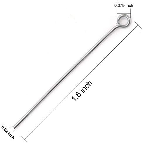 300pcs 4cm 304 Stainless Steel Open Eye Pins Head Pins for Jewelry Making, (Silver) Silver Silver Silver - Image 2