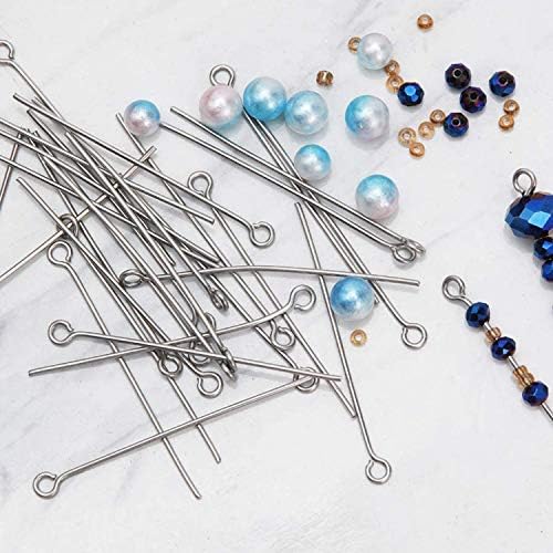 300pcs 4cm 304 Stainless Steel Open Eye Pins Head Pins for Jewelry Making, (Silver) Silver Silver Silver - Image 5