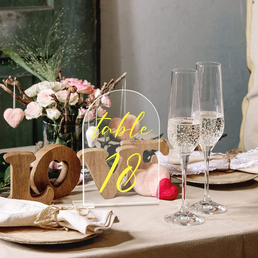 5-pack Transparent Acrylic Sign Acrylic Wedding Table Number with Stand Blank Arched Guest Name Table Number Holder - Image 2