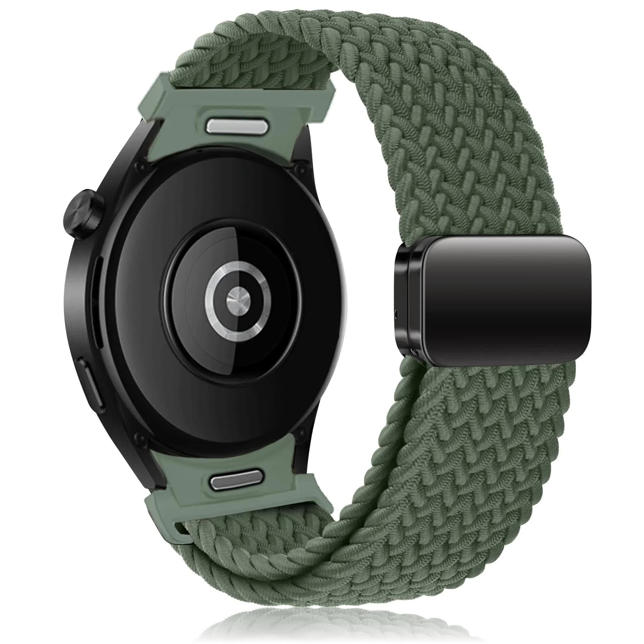 Braided Strap for Samsung Galaxy Watch 6 4 classic/5 Pro 45mm 47mm 43mm 44mm 40mm Magnetic Strap Without Gap Galaxy Watch 6 Band Inverness Green Inverness Green watch 4 40mm 44mm - Image 1