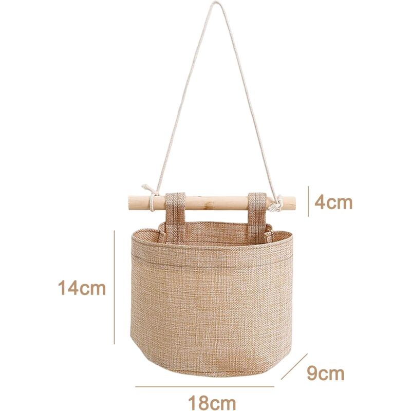 Hanging Storage Bag with Pockets 3 Layers Cotton Linen Canvas Hanging Storage Bag on Wall Door Organizer for Bedroom Bathroom - Image 4