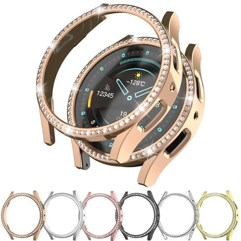 Compatible with Samsung Galaxy Watch 6 5 4 40mm Case PC Single Row Diamond-Coated Shiny Protection Rose Gold Galaxy Watch6 40mm - Image 7