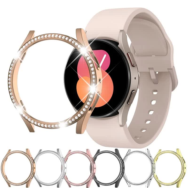 Compatible with Samsung Galaxy Watch 6 5 4 40mm 44mm Case PC Single Row Diamond-Coated Shiny Protection Bumper Without Glass Clear Galaxy Watch6 40mm - Image 2