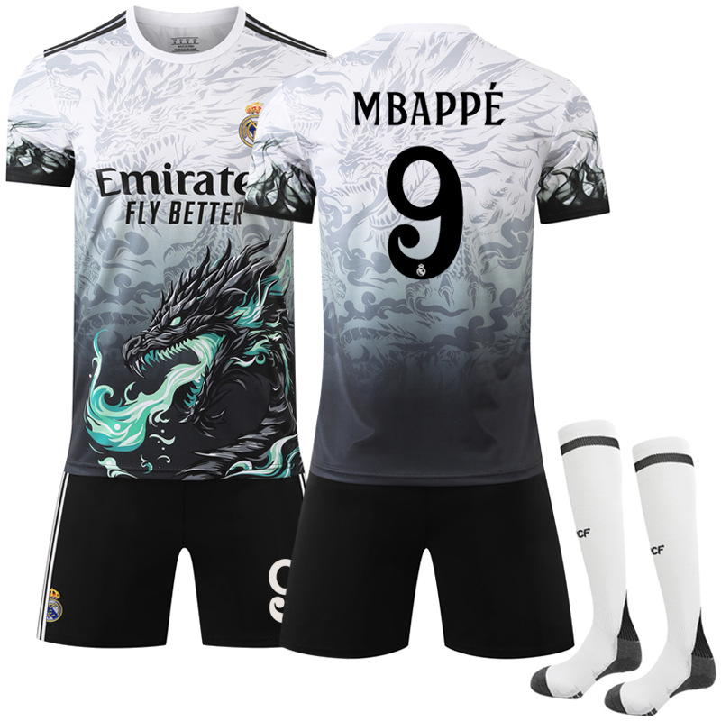 Real Madrid 2024-2025 Adult Match Kit with Socks No.9 Mbappé No.9 Mbappe S - Image 1