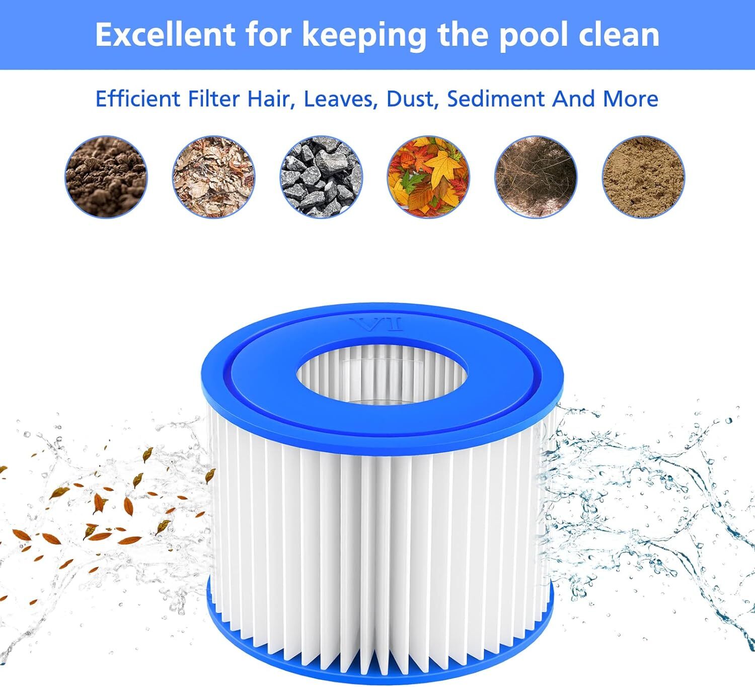 Lay-Z-Spa Filter Cartridge (VI), Compatible with All Lay-Z-Spa Hot Tubs 6pcs - Image 3