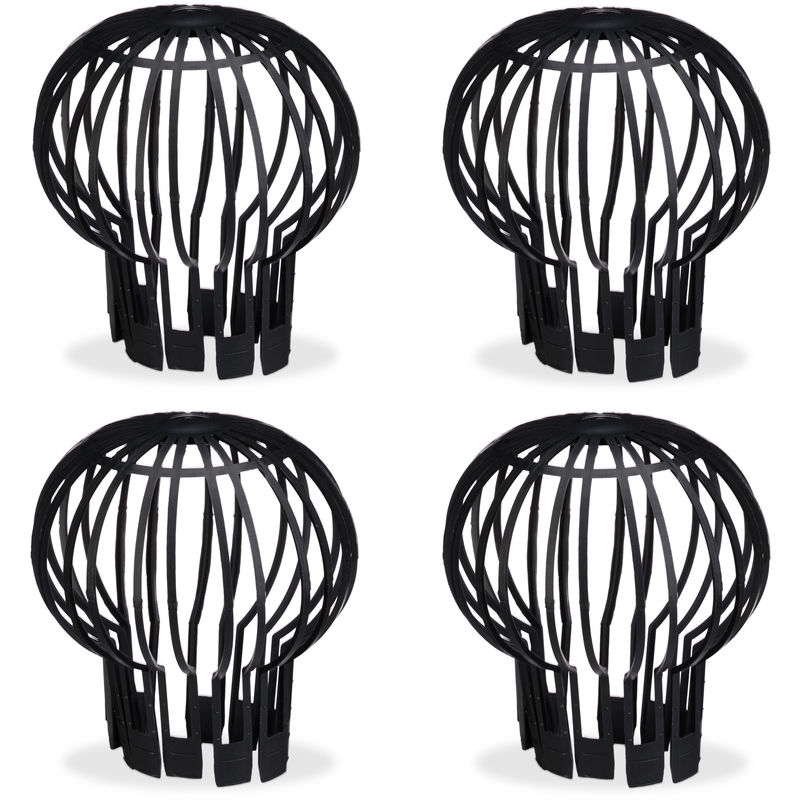 Downspout Cover, 4-pack, Plastic Basket, Leaf Catcher for Gutter, Rain Pipe Cover, Gutter Cover, Ø 13 cm, black - Image 1