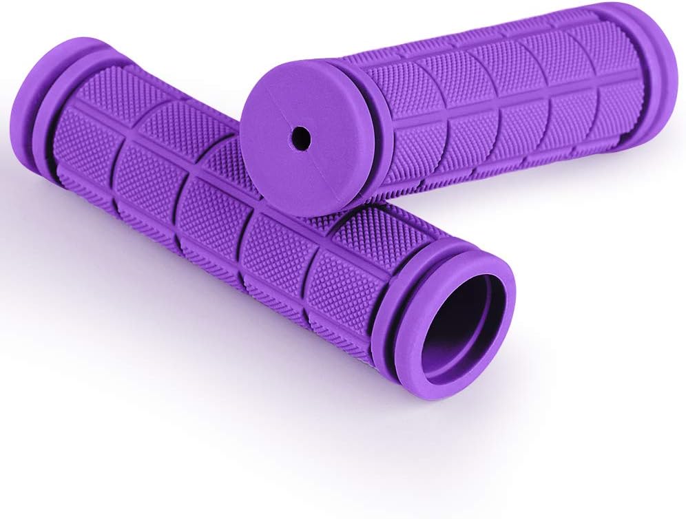 pair of ergonomic bicycle handles in non-slip soft rubber, Purple - Image 1