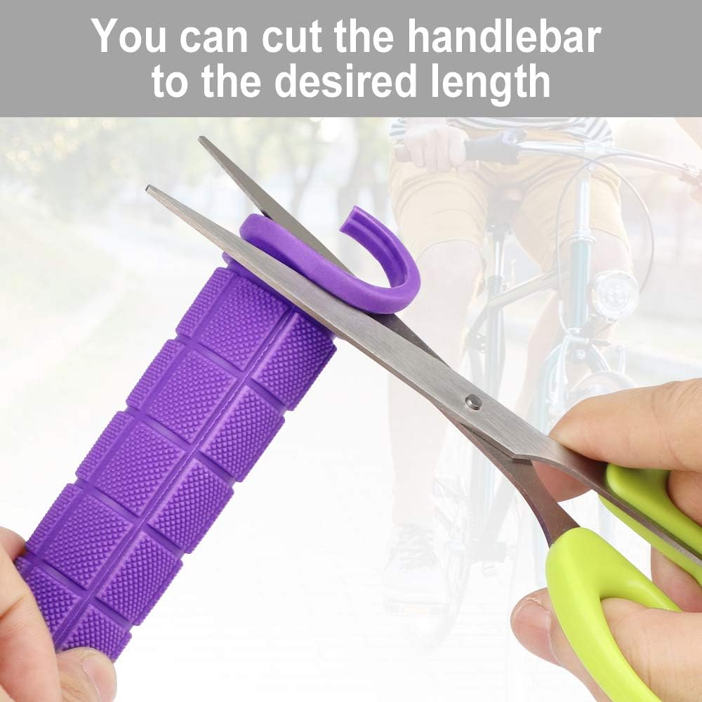 pair of ergonomic bicycle handles in non-slip soft rubber, Purple - Image 5