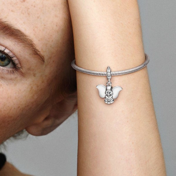 Genuine S925 Men's Women's Sterling Silver Dumbo Pendant Charm - Image 2