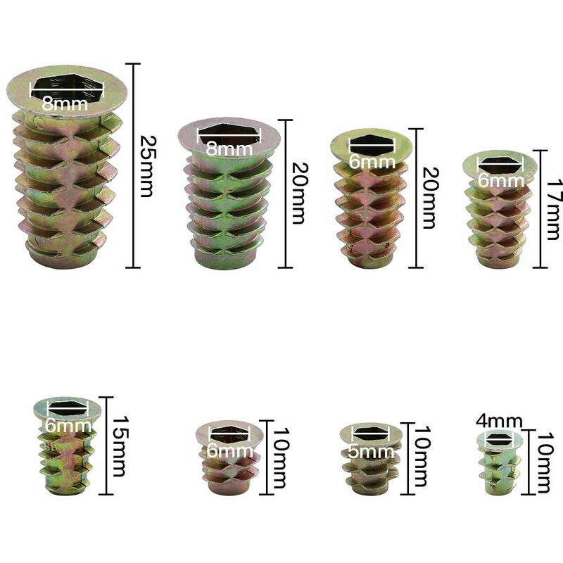 230 Pieces Zinc Alloy Hexagonal Threaded Insert Nuts, Threaded Insert Nuts, External Thread Nuts M4 M5 M6 M8 for Nut Tool Kit - Image 3
