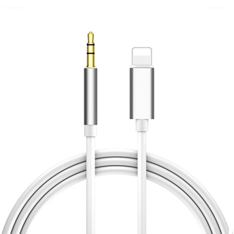 For iPhone Aux Cord Car Aux Cable Apple to 3.5mm Aux Cable - 1m Silver 1m - Image 1
