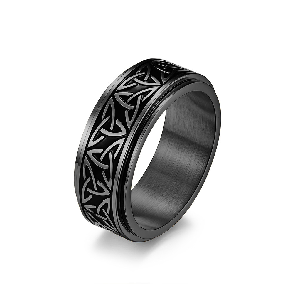 Nordic Norwegian Viking Triangle Knot Rotatable Titanium Steel Ring for Men and Women Relaxing Finger Ring Hand Forged - Image 6