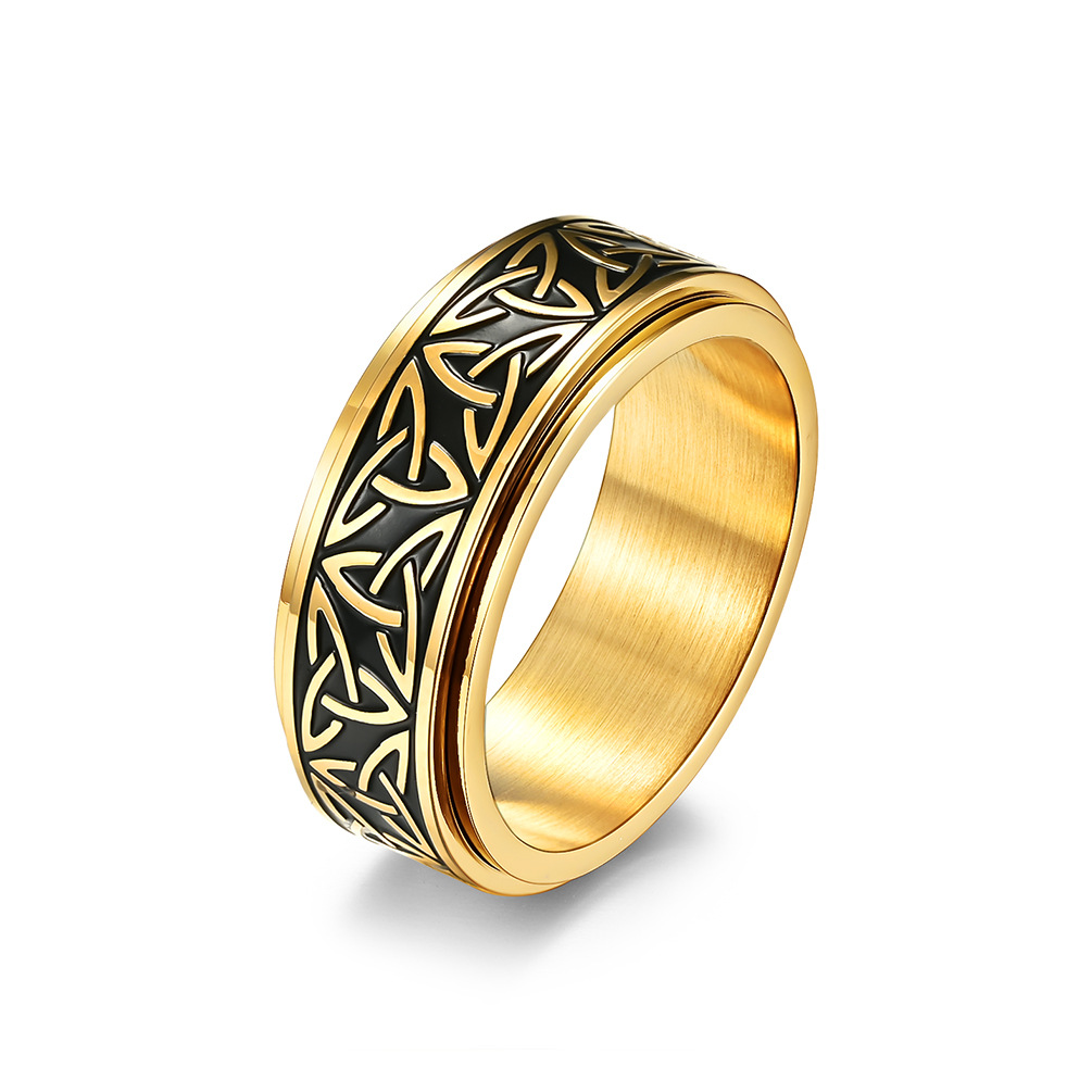 Nordic Norwegian Viking Triangle Knot Rotatable Titanium Steel Ring for Men and Women Relaxing Finger Ring Hand Forged - Image 8