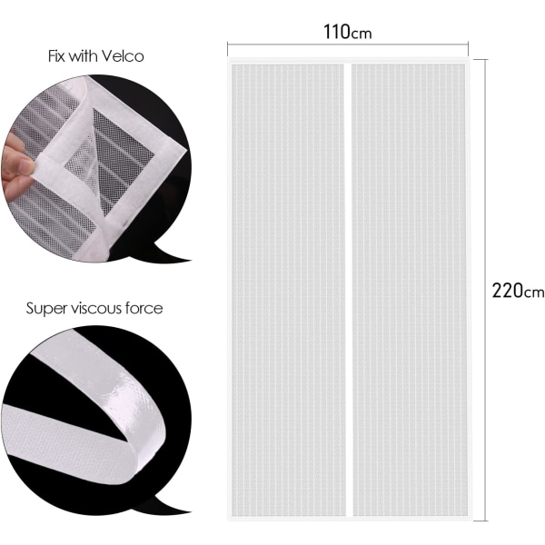 MYCARBON Mosquito Net Door Magnetic Fly Screen Anti-mosquito Net Door (White) 80X200CM - Image 4