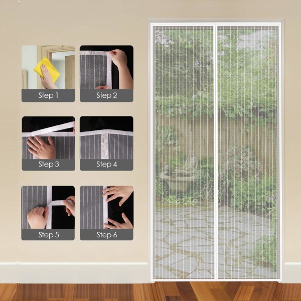 MYCARBON Mosquito Net Door Magnetic Fly Screen Anti-mosquito Net Door (White) 80X200CM - Image 5