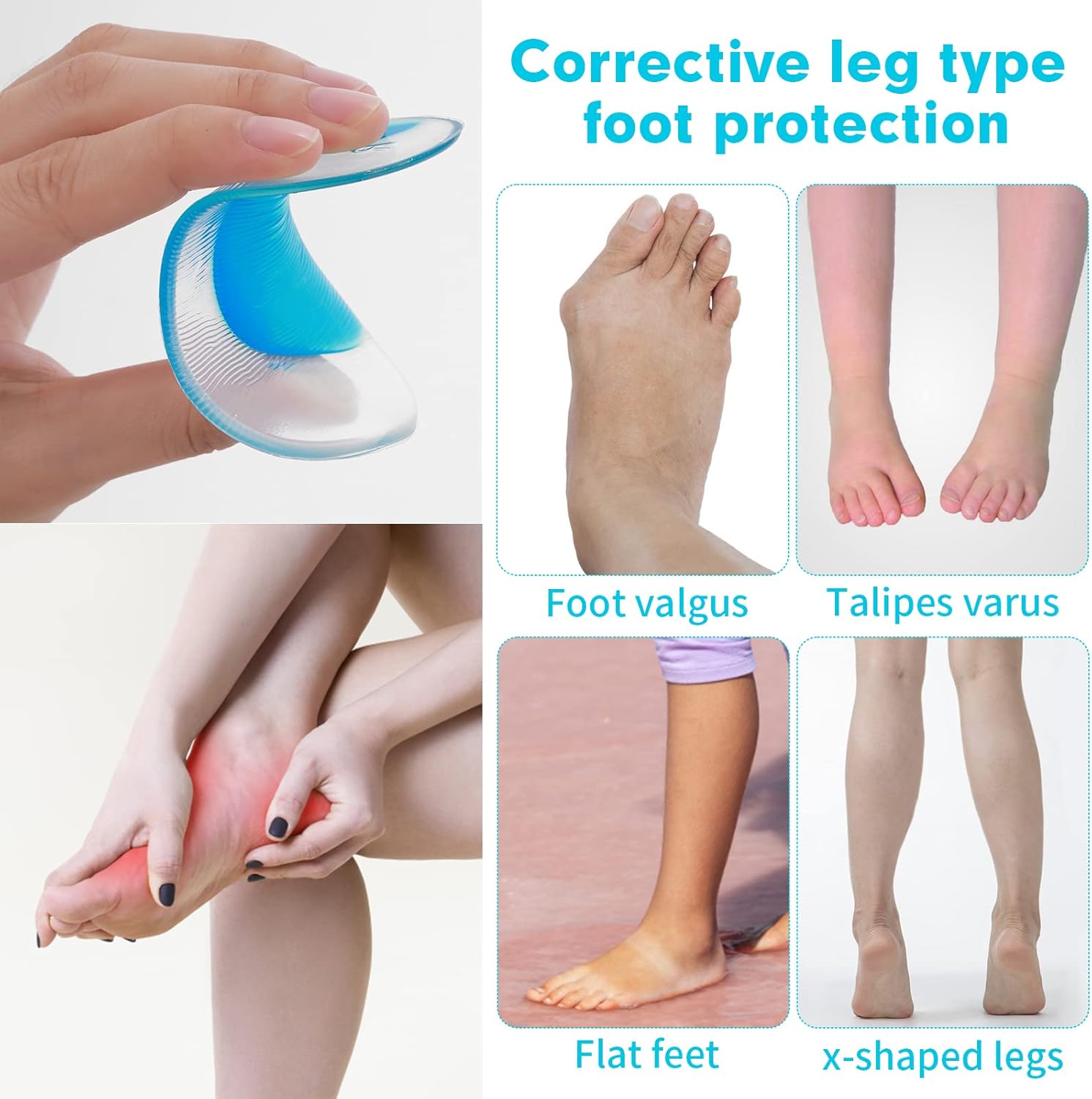 Pairs Orthopedic Gel Insoles for Arch Support, Orthopedic Silicone Arch Support, Plantar Fasciitis Gel Shoes - Image 4