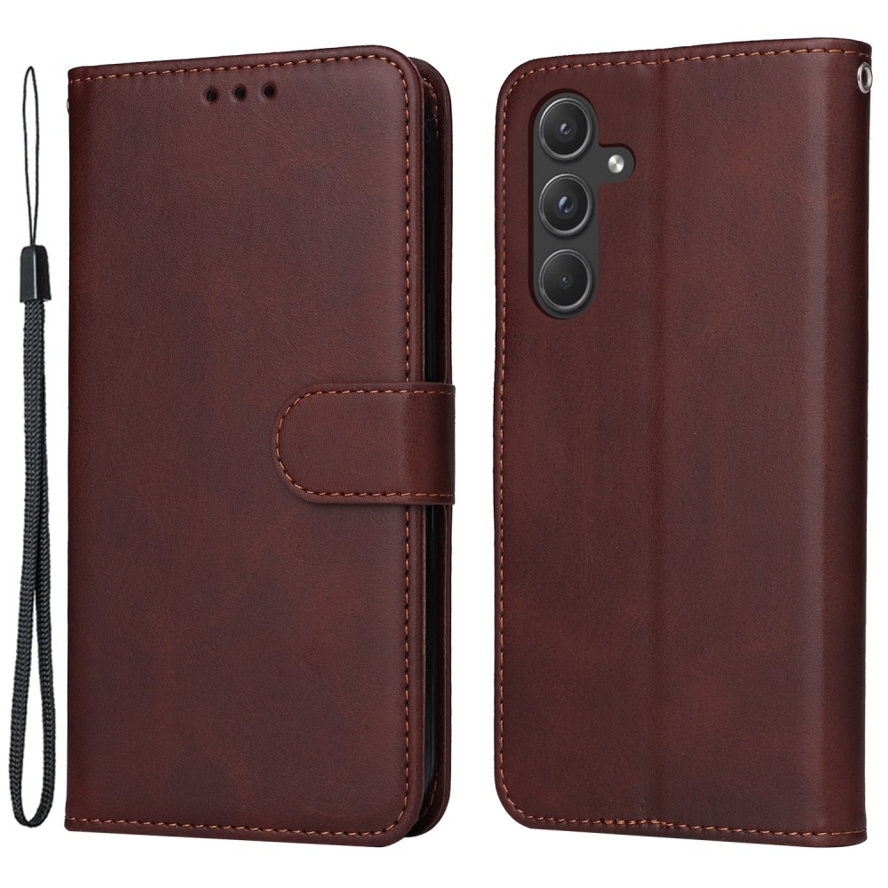 SKALO Samsung A55 5G PU Leather Wallet Case - Multiple Colors Brown Brown Brown - Image 2