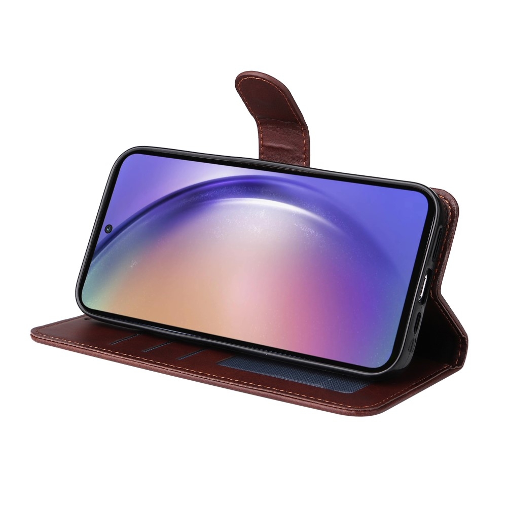 SKALO Samsung A55 5G PU Leather Wallet Case - Multiple Colors Brown Brown Brown - Image 4