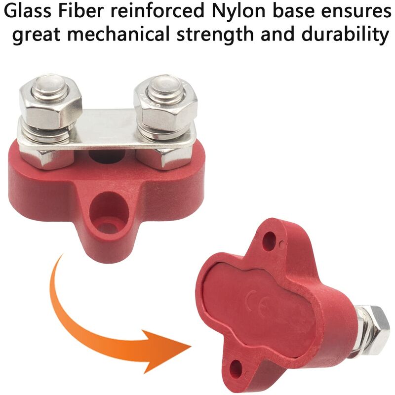 Busbar Terminal Block Battery Power Ground Terminal Block M8 Dual Pins 5/16\