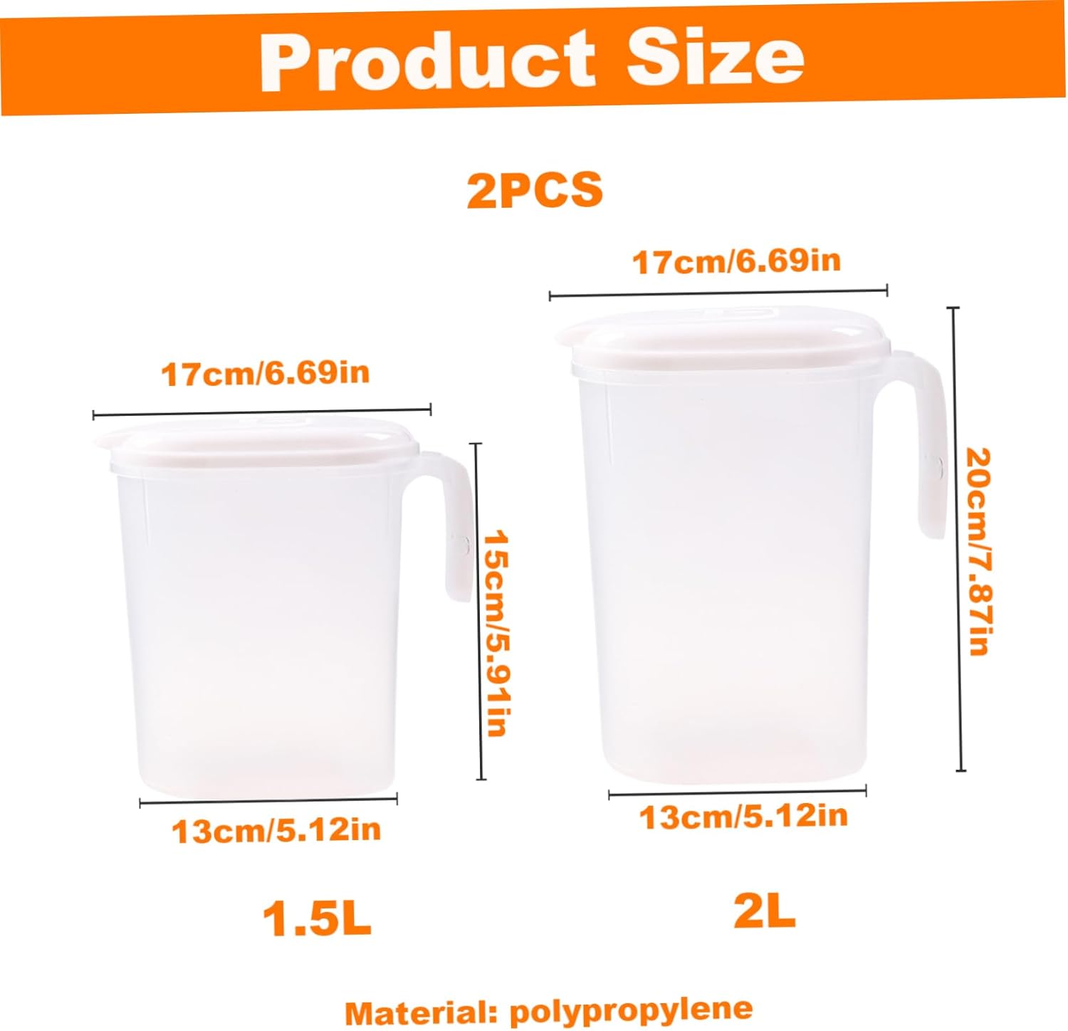 Cooling Water Jug, 1.5L and 2L plastic jug with filter lid, leak-proof for juice or iced tea - Image 1